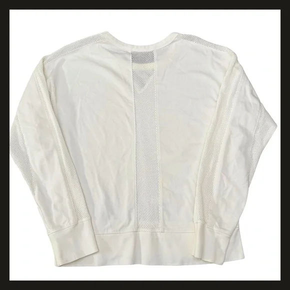 Athleta Rebalance Sweatshirt White Mesh Panel Long Sleeve Cotton Top  Small NWOT - Picture 6 of 14